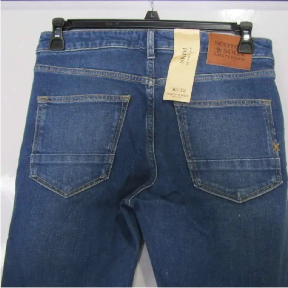 Scotch & Soda Men's US 30 x 32 Skim‎ Slim Denim Jeans 0543 Medium Blue NWT - Picture 4 of 11